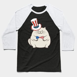 Funny fat cat is ready for independence day Baseball T-Shirt